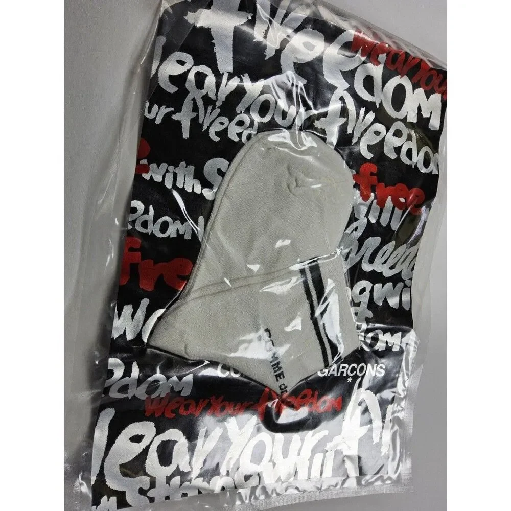 Comme des Garcons Logo White Stripe Quarter Socks Japan Size L